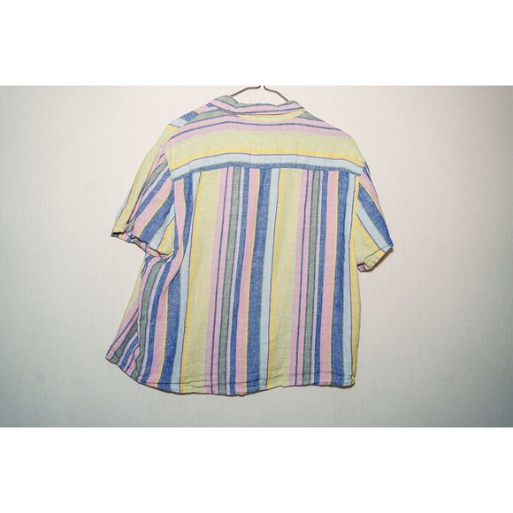 C & C California womens linen button up striped shirt top blouse - Picture 3 of 5